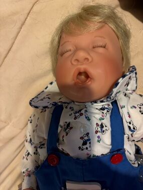 Baby Boy Doll with Blonde Hair and Blue Outfit - Unbranded